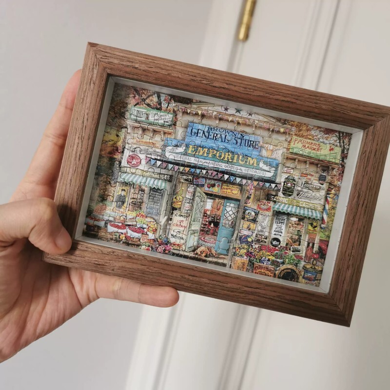 150片80片试管木质拼图成人儿童玩具油画咖啡馆送框圣诞带相框