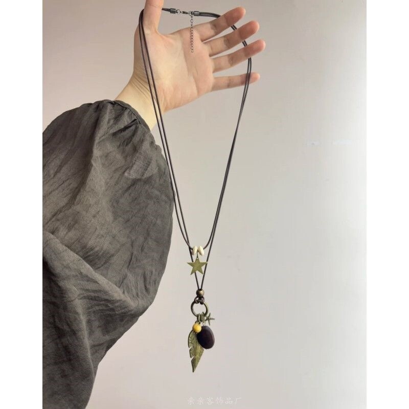 『木羽禅』一坠一禅境新中式复古民族风长款星星树叶双层叠戴项链