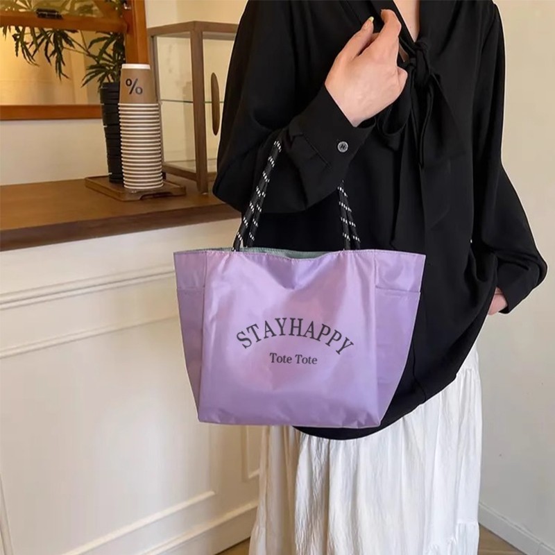 多巴胺纯色防水布手提袋饭盒包多规格