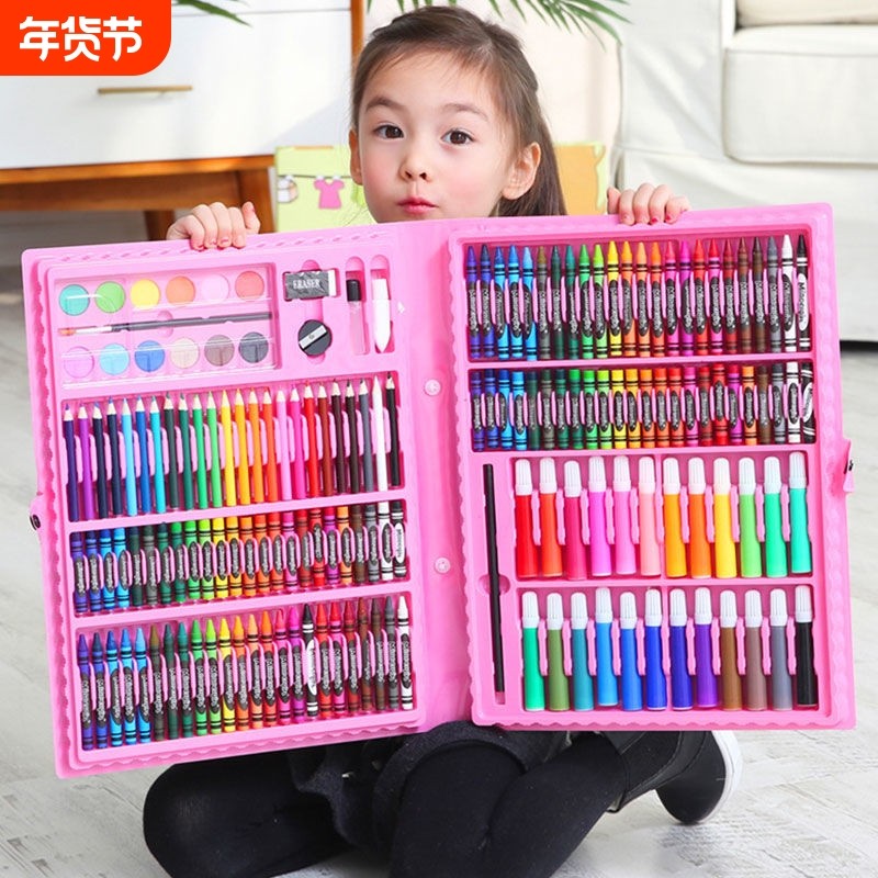水彩笔套装彩色笔儿童画画工具绘画幼儿园画笔油画棒彩色笔画画礼盒画笔套组蜡笔美术用品
