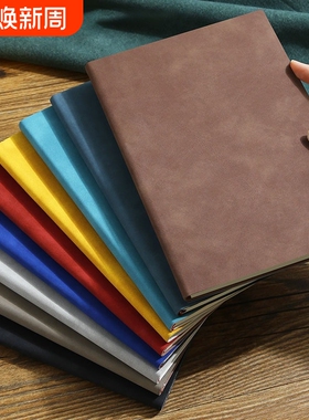 羊巴皮笔记本子a5本子加厚记事本商务皮面工作本办公简约日记本logo随身小号ins复古小本子记录红色大学生