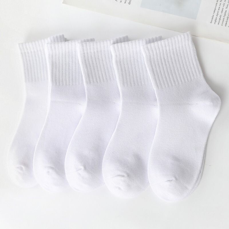 儿童白色袜子纯棉男童白袜春秋薄款中筒运动学生袜女童春夏中大童