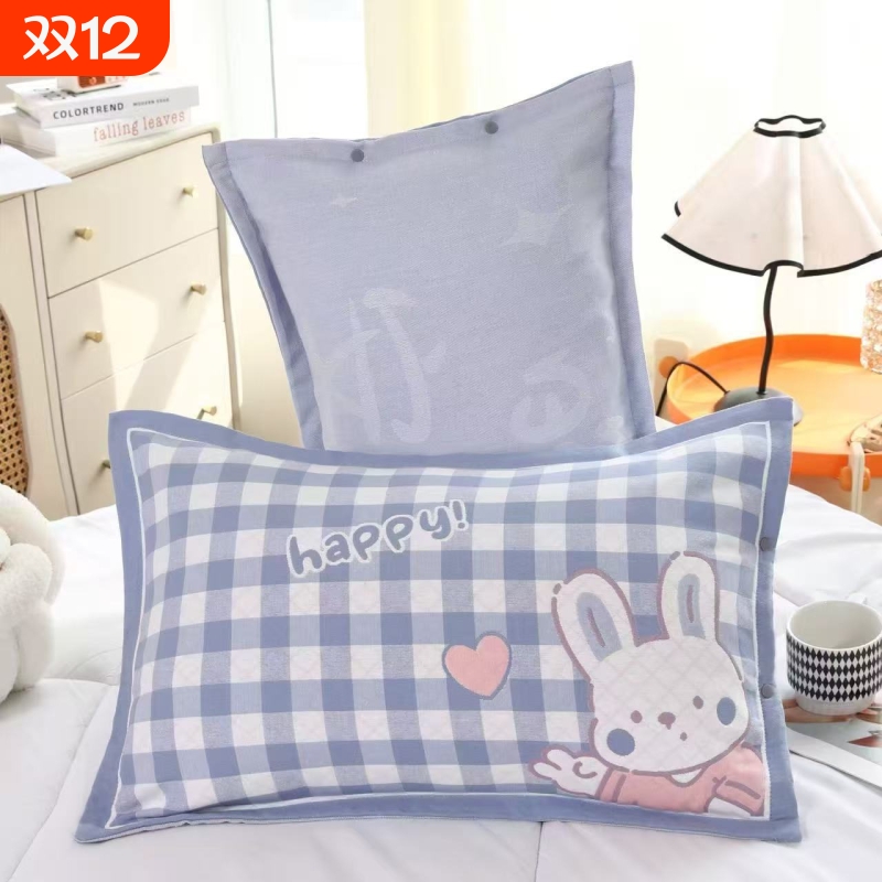 儿童枕套全棉纱布棉柔软透气加厚