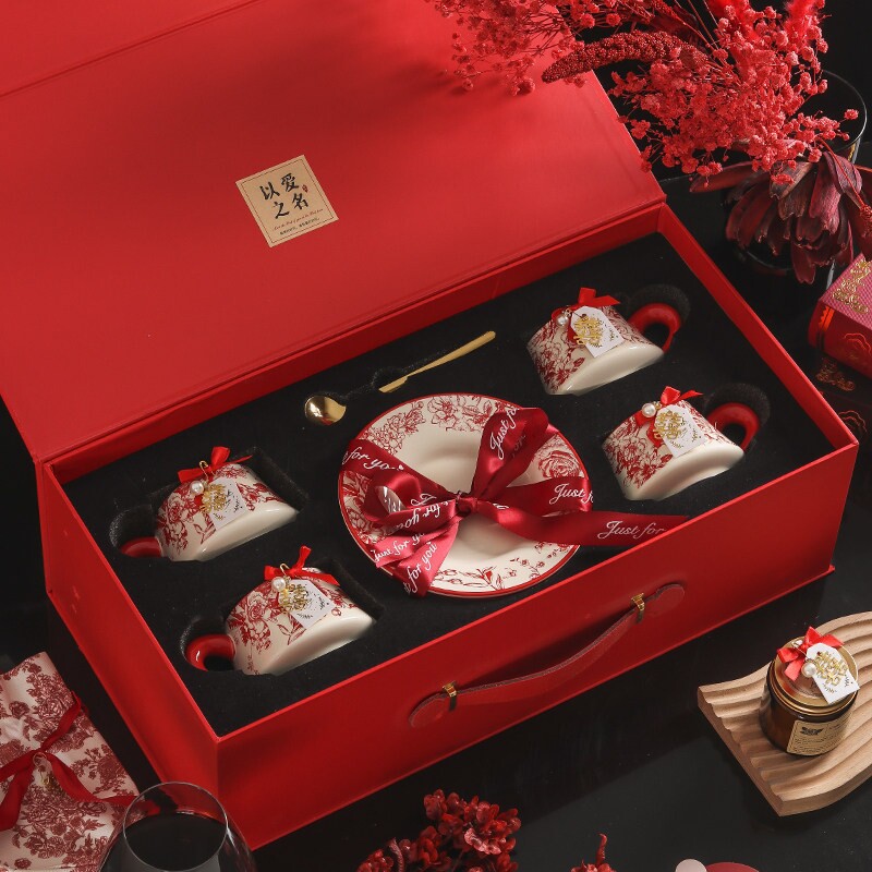 法式陶瓷咖啡杯碟高档精致伴手礼高级感礼盒装下午茶杯陶瓷马克杯