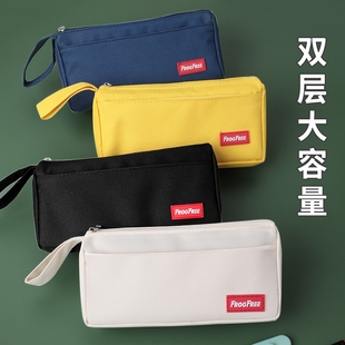 大容量帆布笔袋小学生男孩子简约ins日系铅笔盒文具盒初高中生高颜值铅笔袋男生女学生2022新款 双层收纳防水