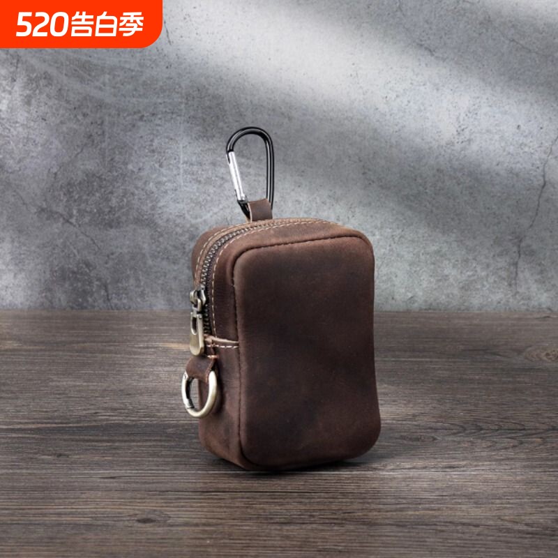 复古头层软皮挂包穿皮带卡包收纳包零钱香烟钥匙休闲迷你户外包