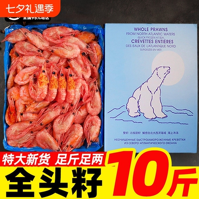 北极甜虾头籽北极虾北极熊甜虾刺身腹籽特大号冰虾即食元宝虾新鲜
