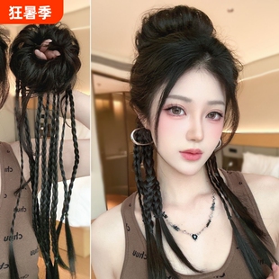 假发花苞丸子头辫子麻花拳击小辫增高颅顶长发马尾增发量龙须发圈