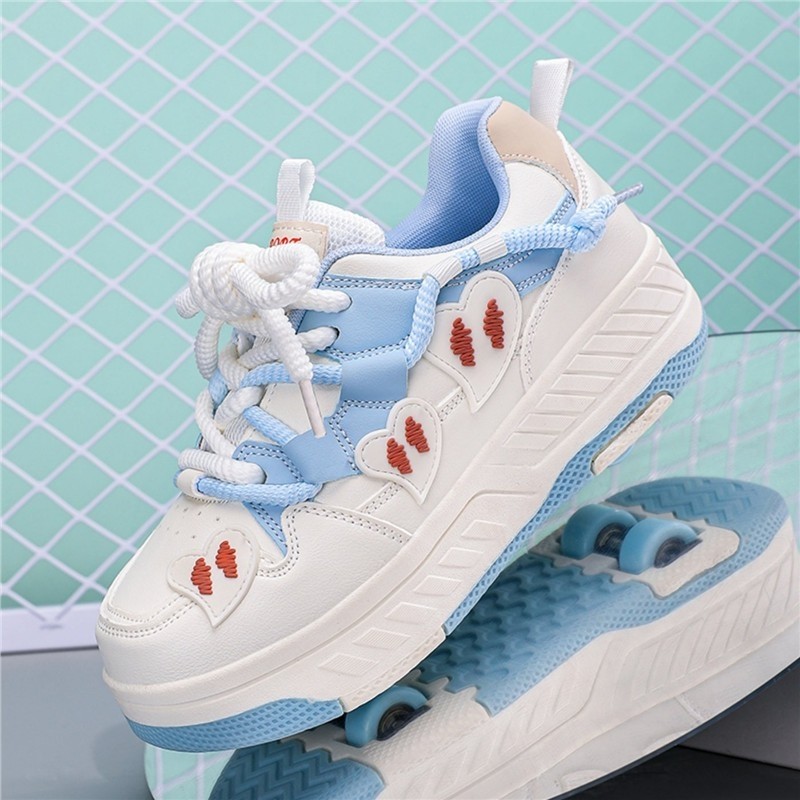 女童暴走鞋新款带轮子的女儿童溜冰四轮隐形可拆卸轮滑鞋运动鞋