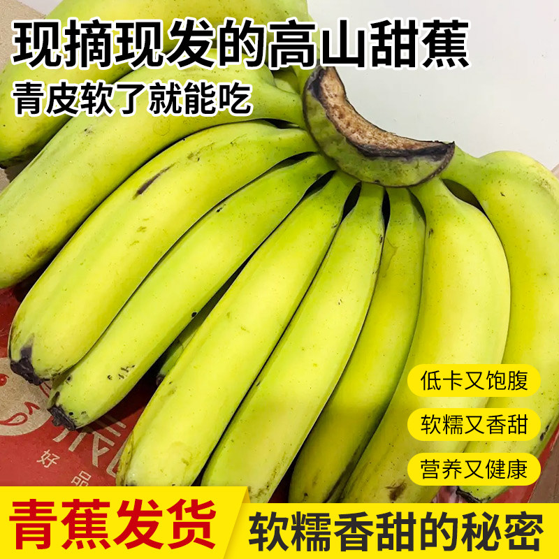 新鲜绿皮香蕉3斤/5斤/9斤现摘直发新鲜水果甜蕉青皮变软可食,水产肉类/新鲜蔬果/熟食,香蕉,淘宝优惠券,粉丝福利购,淘宝优惠卷