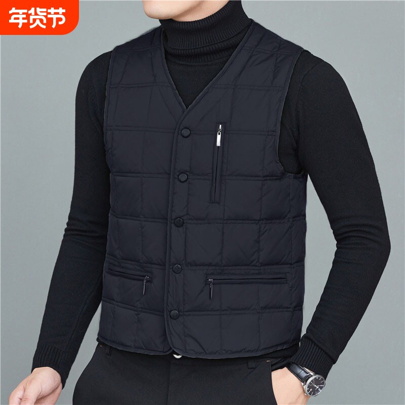 中老年加绒加厚羽绒棉马甲男爸爸装马夹防寒外套棉坎肩2025年冬季