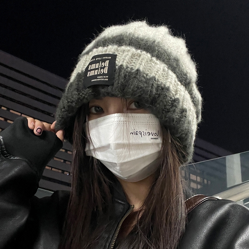 大头围毛线帽女秋冬季保暖显脸小帽子冷帽2024新款护耳针织帽登山