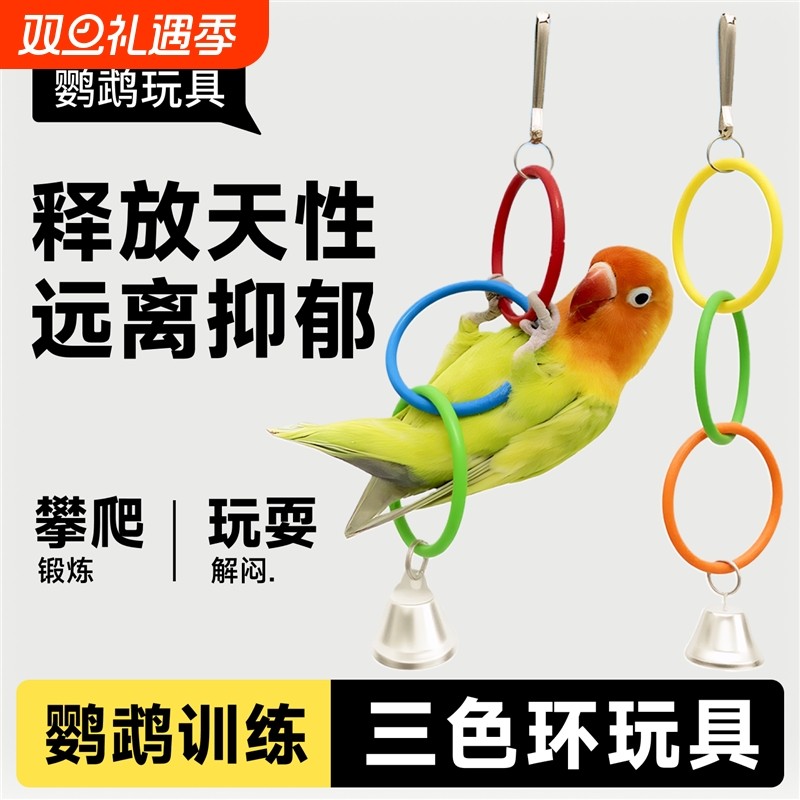 鹦鹉秋千吊环虎皮小太阳彩虹攀爬玩具小鸟玄凤专用小型鸟笼配件