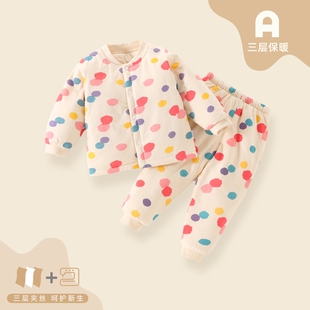 宝宝棉服套装春秋男女童棉衣棉裤婴儿保暖衣居家夹棉睡衣冬季内搭