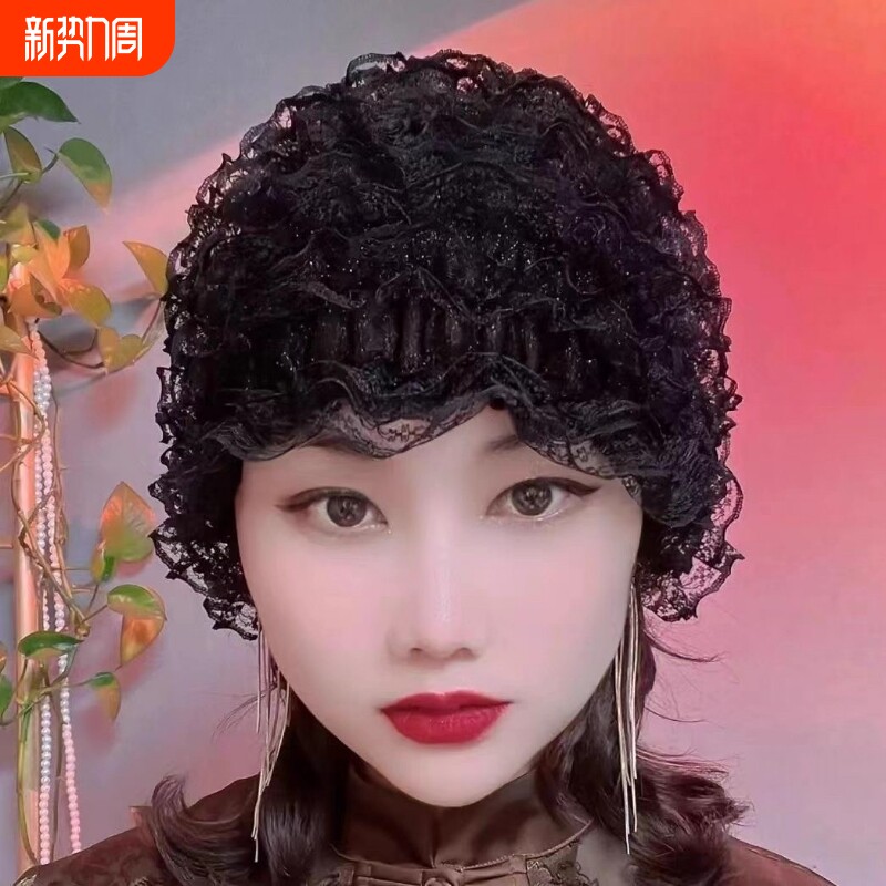 爆款妈妈遮白发蕾丝新款纱帽头巾女士小帽子时尚方便款底帽包头帽