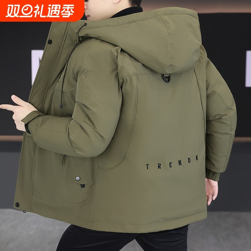 户外冬季连帽羽绒服男加厚保暖工装风防寒外套新款百搭学生冬装上