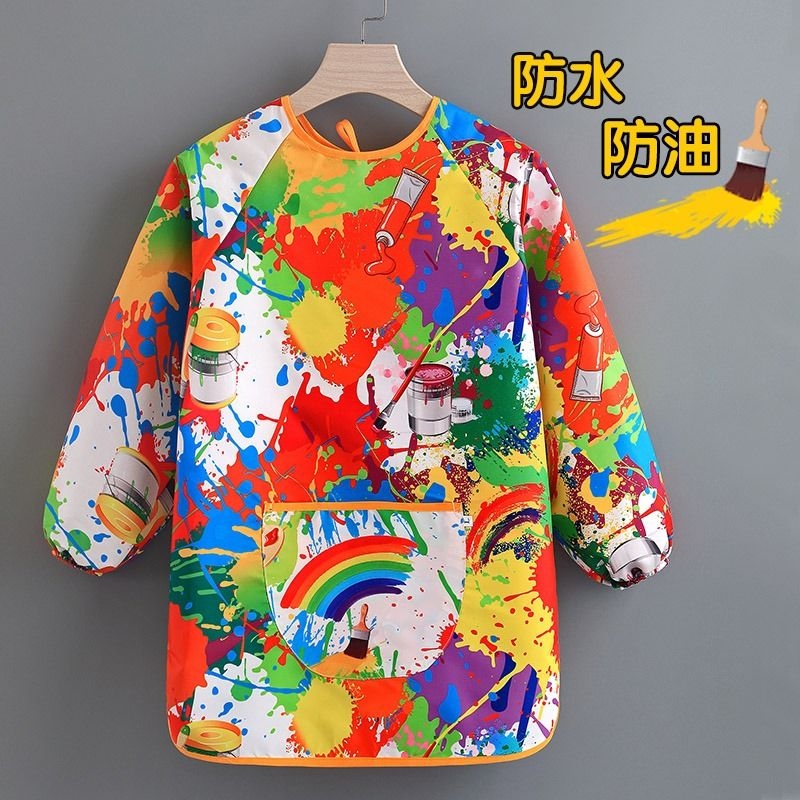 防水儿童罩衣宝宝防脏围兜小孩吃饭幼儿园绘画专用美术画画衣口水