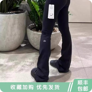 ALO yoga高腰微喇叭裤显瘦反光字母提臀紧身显瘦瑜伽运动外穿长裤