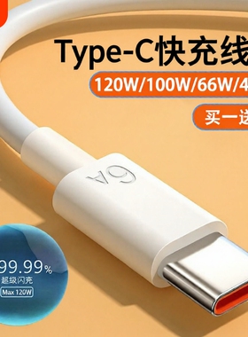 驯龙师 type-c120w数据线100w适用华为荣耀vivo/tpyec6A快充p70p30p40mate/nova7pro手机tapyc充电器安卓typc