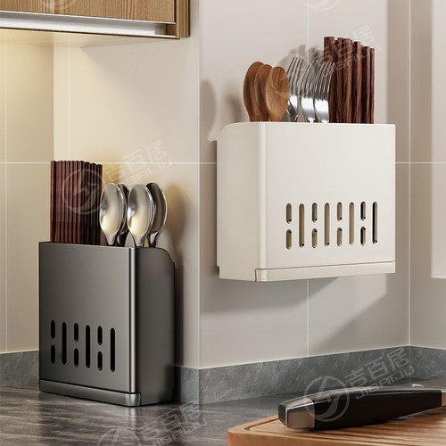 筷子收纳盒厨房置物架家用多功能壁挂式免打孔壁挂式筷筒新款