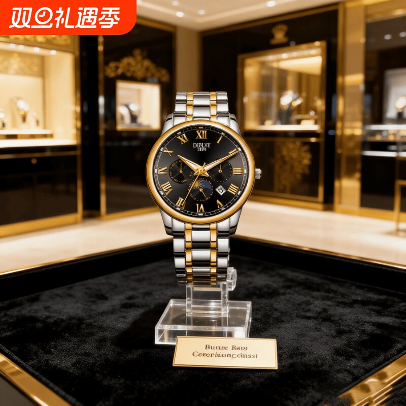 手表男款机械风全自动防水高级感全自动男表数字双日历防水腕表男