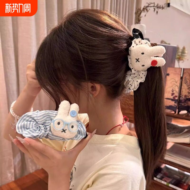 米菲兔巨显发量兔子后脑勺盘发少女发饰时尚可爱波点大号白色红色