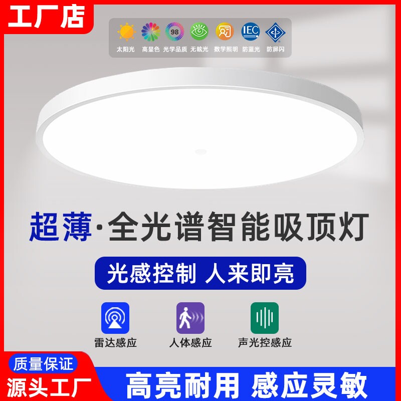 led感应三防吸顶灯楼梯过道走廊灯红外人体雷达感应灯家用声控灯