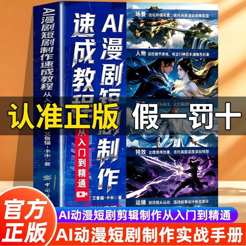AI漫剧短剧制作速成教程 生图动效剪辑从入门到实战 ai漫剧制作教程书 ai漫剧创作指南 短视频剧生成制作剪辑剧本分镜图片