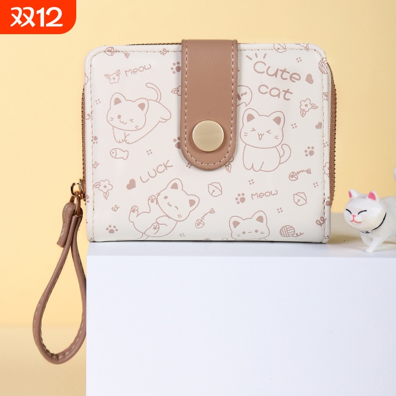 简约日式钱包女短款薄小巧折叠学生钱夹2025新款可爱小众零钱卡包