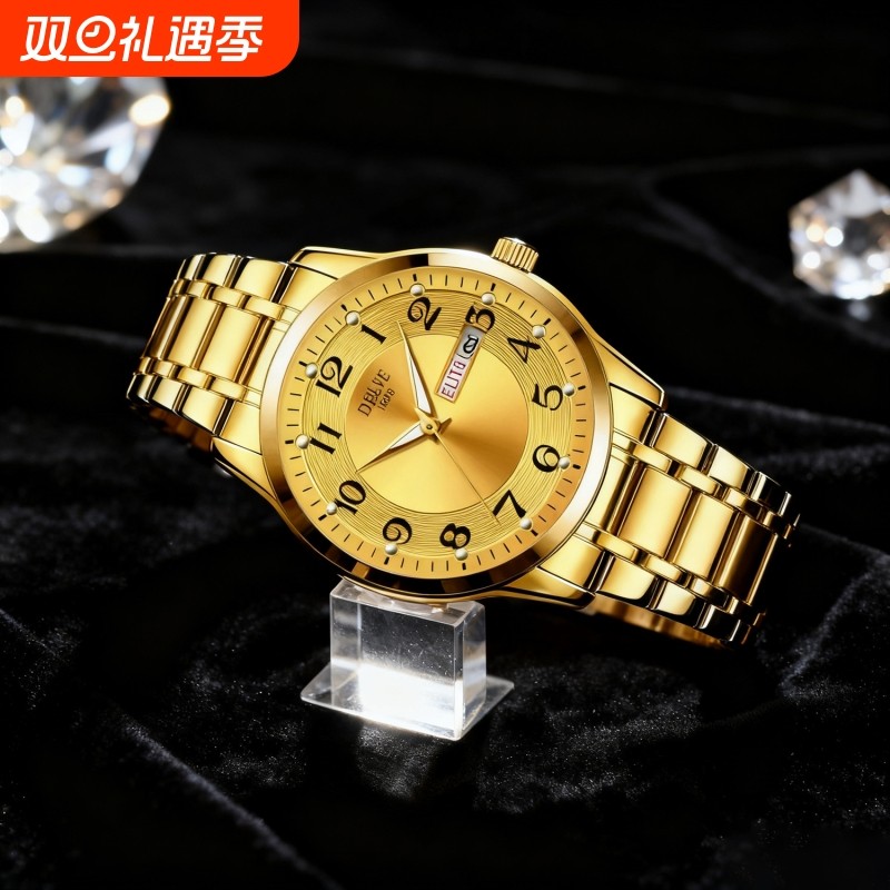 手表男款机械风全自动防水高级感全自动男表数字双日历防水腕表男