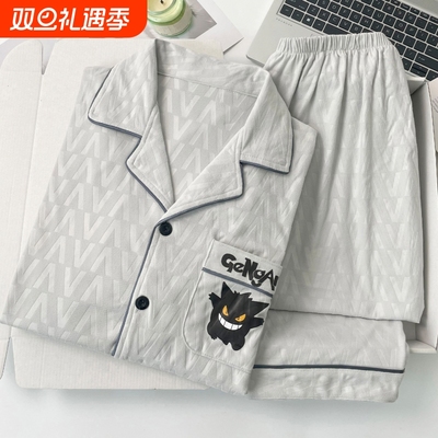 德绒男士睡衣男款春秋冬季2025新款薄绒加厚保暖青少年家居服耿鬼