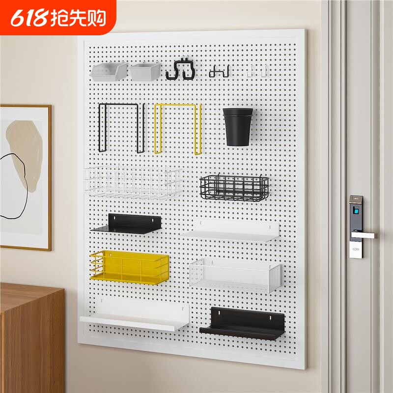 洞洞板配件通用圆孔置物架磁吸挂钩组合套装16孔距专用电竞房装饰
