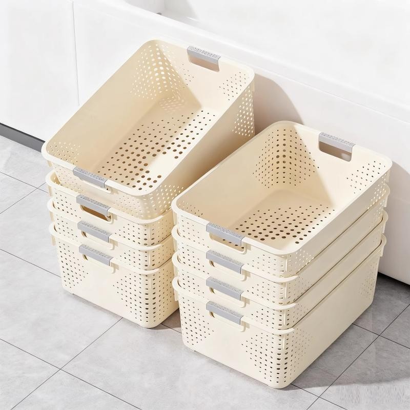 零食杂物收纳筐家用塑料置物篮厨房橱柜储物箱宿舍衣柜衣服整理箱