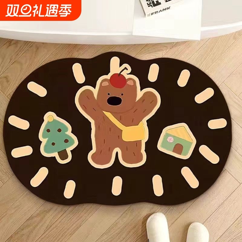 硅藻泥地垫卫生间吸水垫洗澡浴室防滑垫可爱门口脚垫卡通地毯卫浴