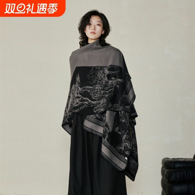 民族风披肩外搭女云南丽江围巾大理超大新疆旅游穿搭百搭斗篷披风
