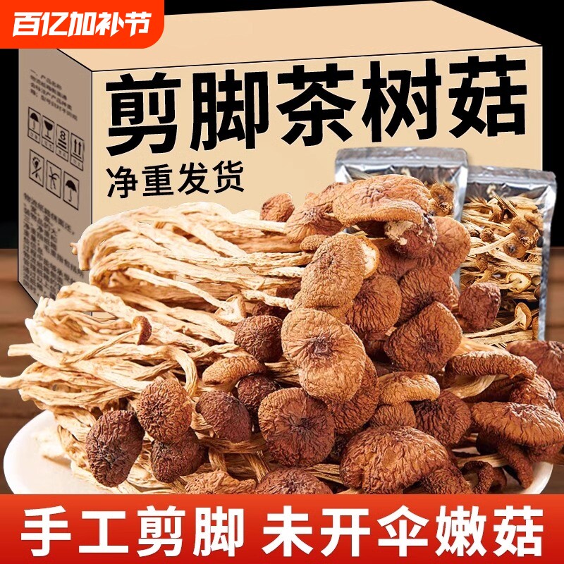 甄选茶树菇干货不开伞2024新货云南农家新鲜煲汤香菇蘑菇500g菌菇