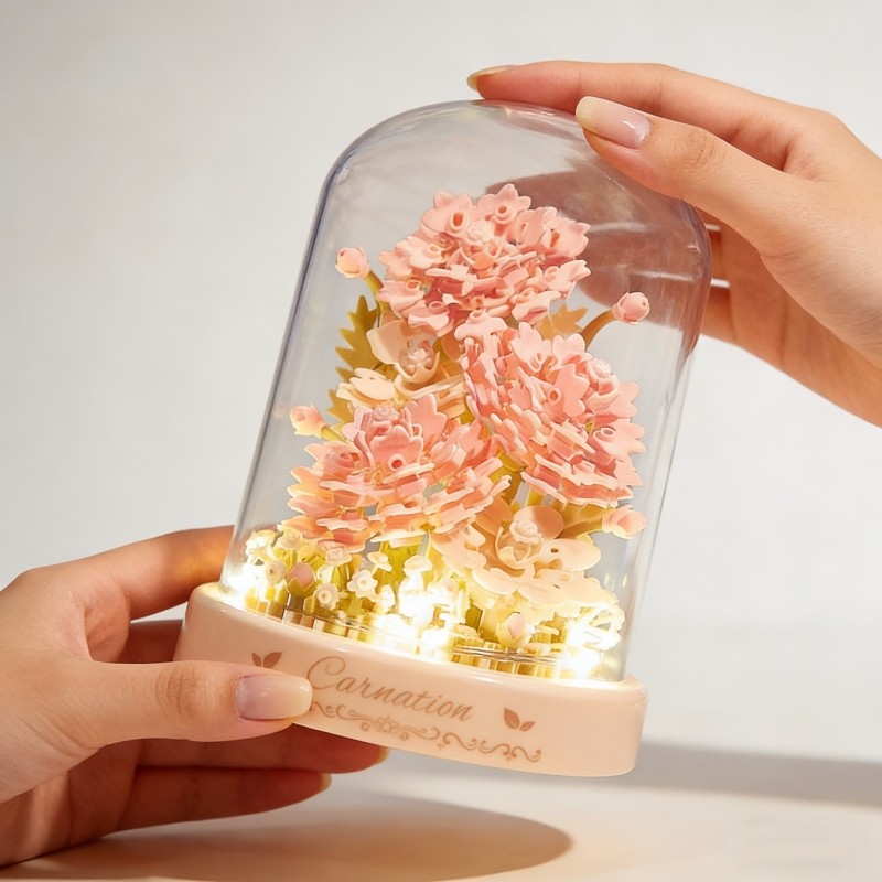 永生积木花束拼装高颜值ins风桌面摆件3d立体拼图情人节礼物女生