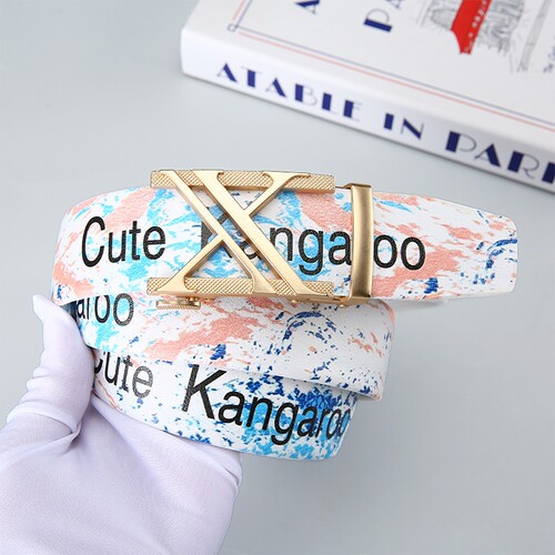 Cute Kangaroo新款全卡槽自动腰带男女同款高级牛仔裤皮带字母