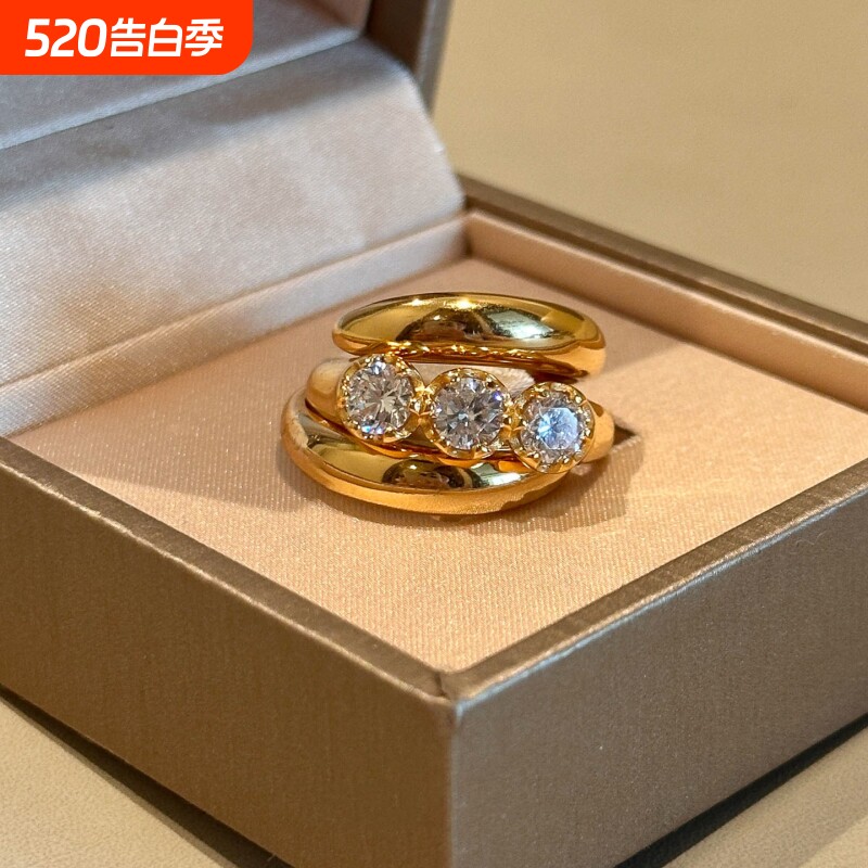 欧美锆石戒指钛钢不掉色首饰小众设计指环不锈钢饰品跨境