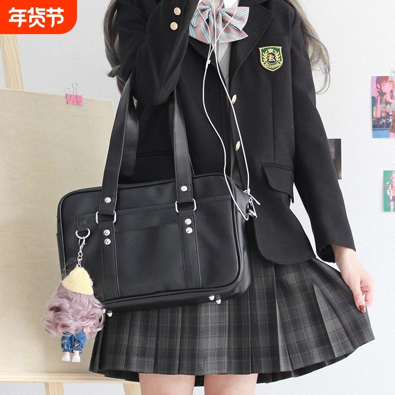日韩风格邮差包信封形单肩手提包学院风通勤女包JK制服风PU斜挎包