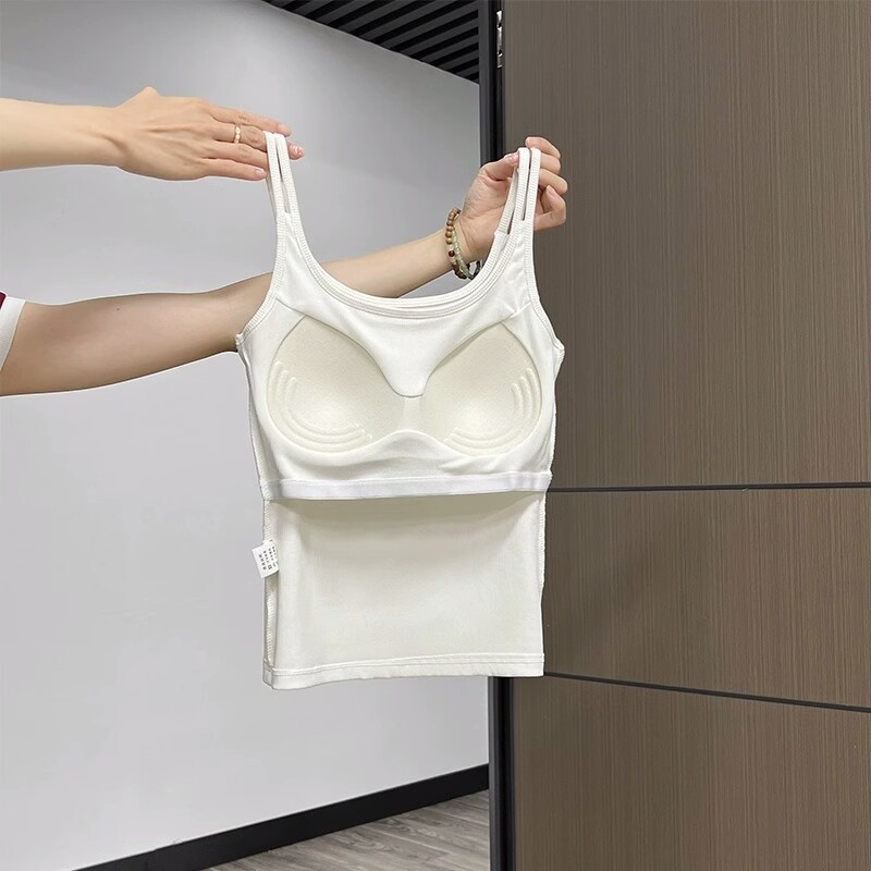 美背小吊带背心女2026夏带胸垫内衣文胸一体内搭红色上衣外穿白色