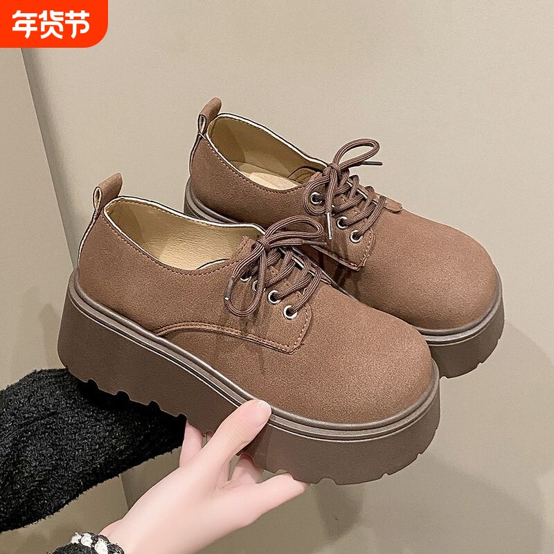 品牌断码勃肯鞋子女2026夏季新款厚底系带百搭时尚防滑小个子休闲