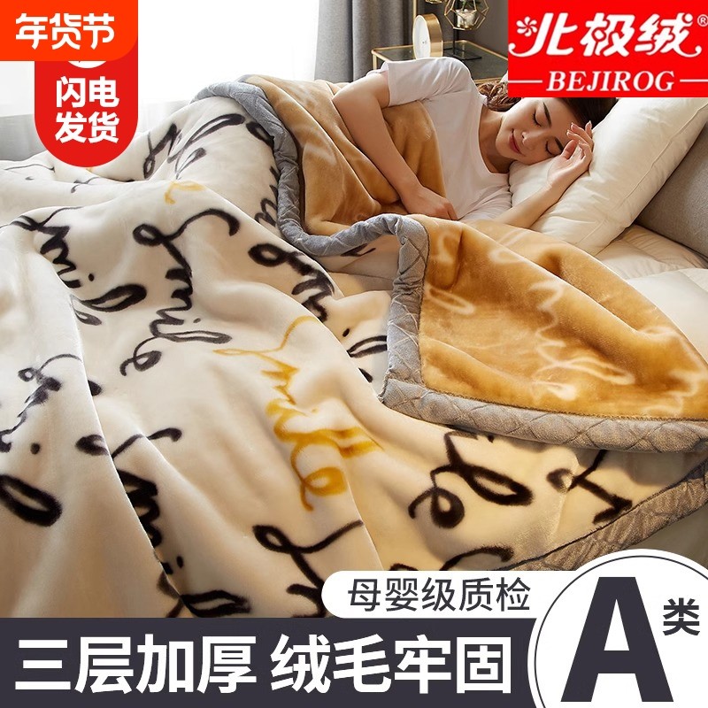 拉舍尔毛毯冬季加厚加绒毯子床单人宿舍学生法兰绒被子防静电双层