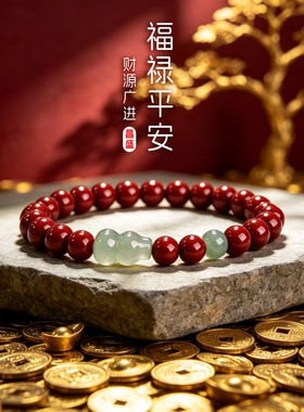 【福禄平安】玉石葫芦朱砂手链繁荣昌盛财源广进男女都能带东陵玉