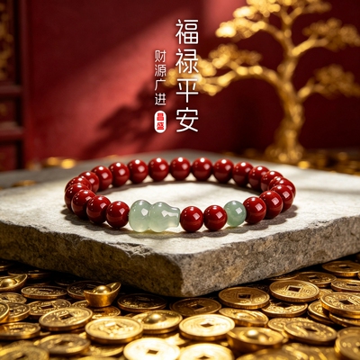 【福禄平安】玉石葫芦朱砂手链繁荣昌盛财源广进男女都能带东陵玉