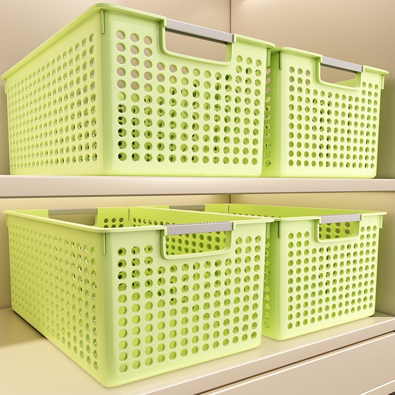 收纳筐桌面零食玩具杂物整理箱储物盒亚克力透明塑料篮长方形盒子