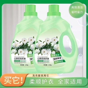 香味持久山茶花抑菌洗衣液2.5kg 2瓶去渍去污大容量实惠