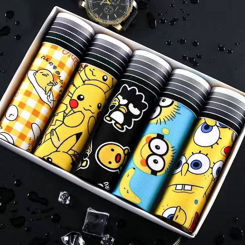 男士内裤青年个性感潮男中腰可爱男学生卡通平角内裤四角