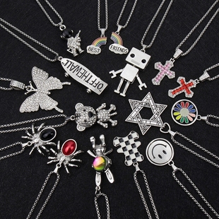 吊坠 毛衣链时尚 新款 嘻哈项链小熊街舞炫酷毛衣链轻奢挂链男女同款