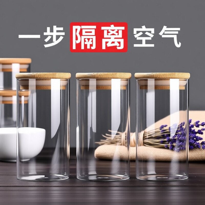 家用玻璃瓶带盖密封罐食品级储存罐杂粮盒茶叶小罐子防潮高颜值